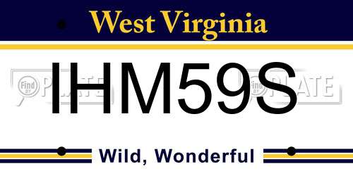 IHM59S West Virginia License Plate