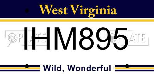 IHM895 West Virginia License Plate