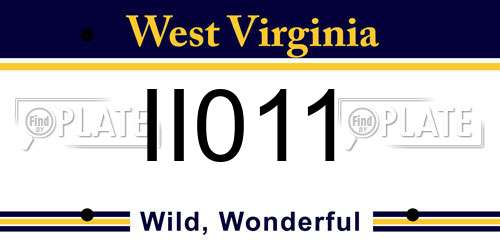 II011 West Virginia License Plate