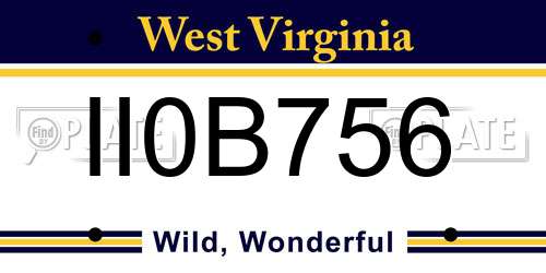II0B756 West Virginia License Plate