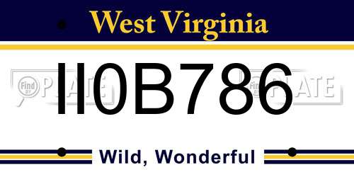 II0B786 West Virginia License Plate