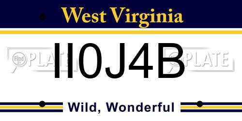 II0J4B West Virginia License Plate
