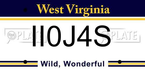 II0J4S West Virginia License Plate