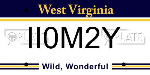 II0M2Y West Virginia License Plate