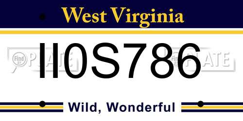 II0S786 West Virginia License Plate