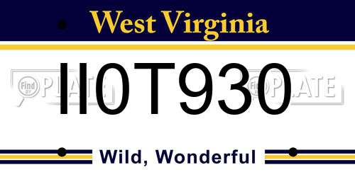 II0T930 West Virginia License Plate