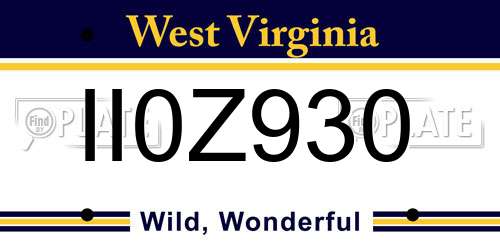 II0Z930 West Virginia License Plate