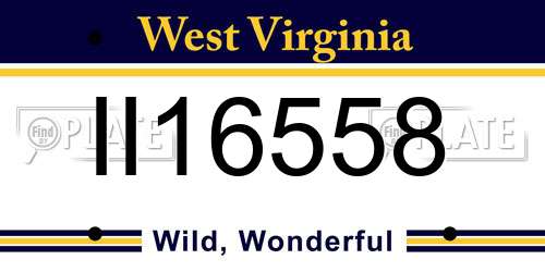 II16558 West Virginia License Plate