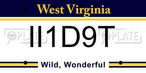 II1D9T West Virginia License Plate