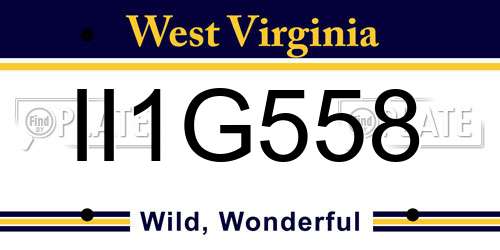 II1G558 West Virginia License Plate