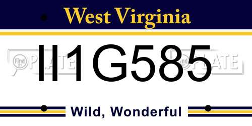 II1G585 West Virginia License Plate