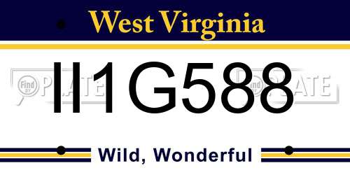 II1G588 West Virginia License Plate
