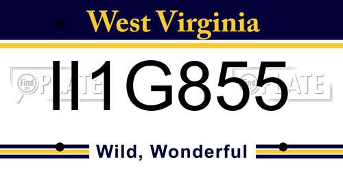 II1G855 West Virginia License Plate