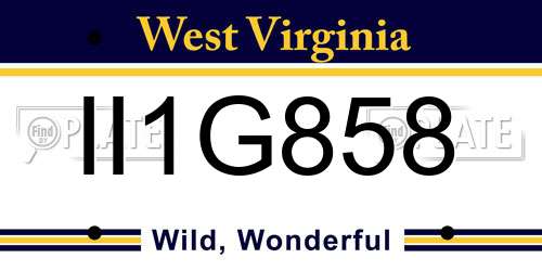 II1G858 West Virginia License Plate