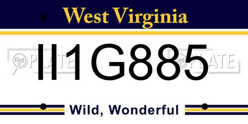 II1G885 West Virginia License Plate