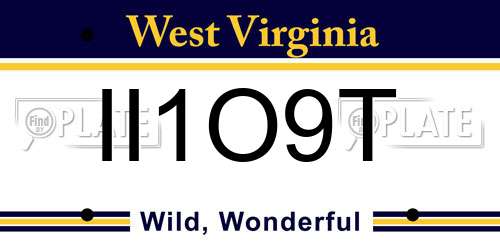 II1O9T West Virginia License Plate
