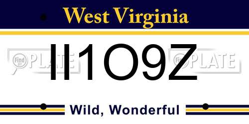 II1O9Z West Virginia License Plate