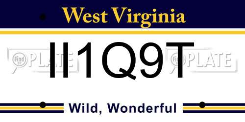 II1Q9T West Virginia License Plate