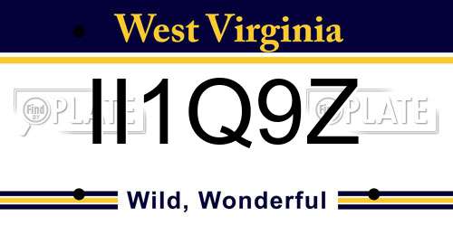 II1Q9Z West Virginia License Plate