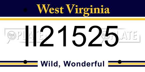 II21525 West Virginia License Plate