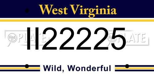 II22225 West Virginia License Plate