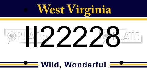 II22228 West Virginia License Plate