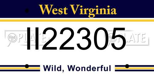 II22305 West Virginia License Plate