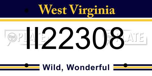 II22308 West Virginia License Plate