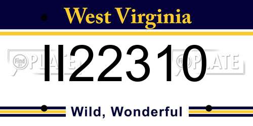 II22310 West Virginia License Plate
