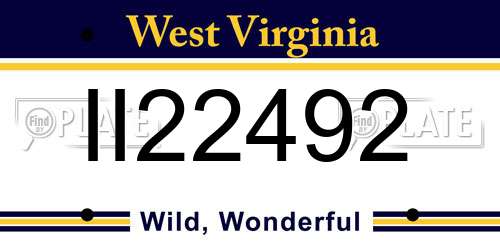 II22492 West Virginia License Plate