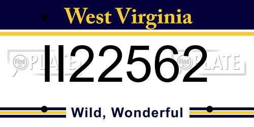 II22562 West Virginia License Plate
