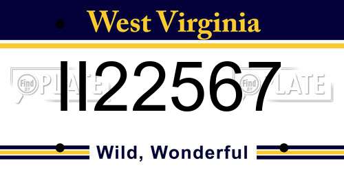 II22567 West Virginia License Plate