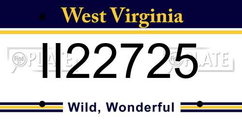 II22725 West Virginia License Plate