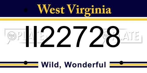 II22728 West Virginia License Plate