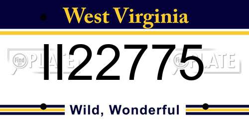 II22775 West Virginia License Plate