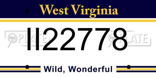 II22778 West Virginia License Plate