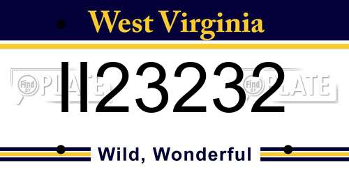 II23232 West Virginia License Plate