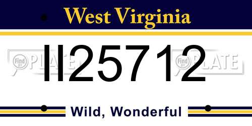 II25712 West Virginia License Plate