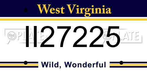 II27225 West Virginia License Plate