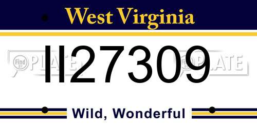II27309 West Virginia License Plate