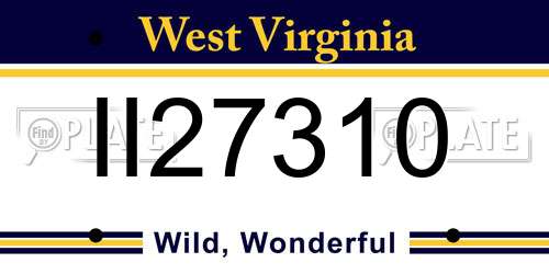 II27310 West Virginia License Plate