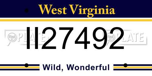 II27492 West Virginia License Plate