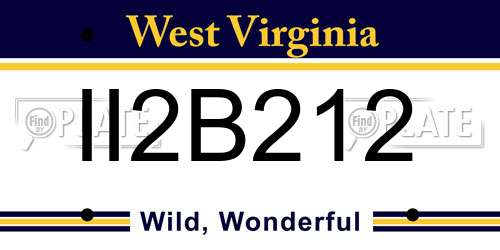 II2B212 West Virginia License Plate