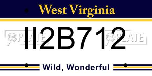 II2B712 West Virginia License Plate