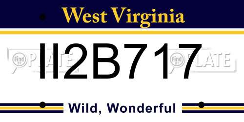 II2B717 West Virginia License Plate