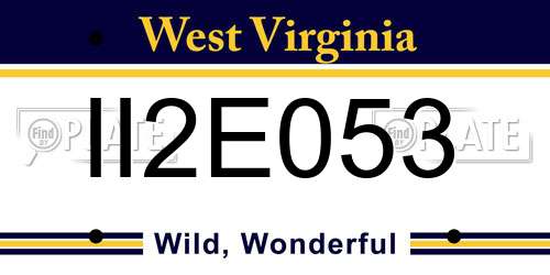 II2E053 West Virginia License Plate