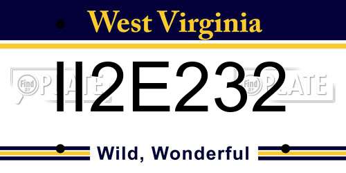 II2E232 West Virginia License Plate