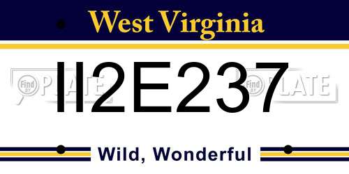 II2E237 West Virginia License Plate