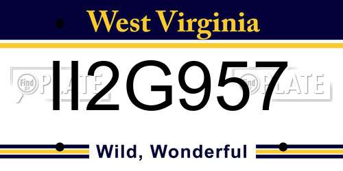 II2G957 West Virginia License Plate