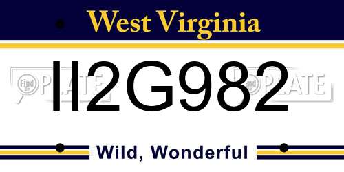 II2G982 West Virginia License Plate